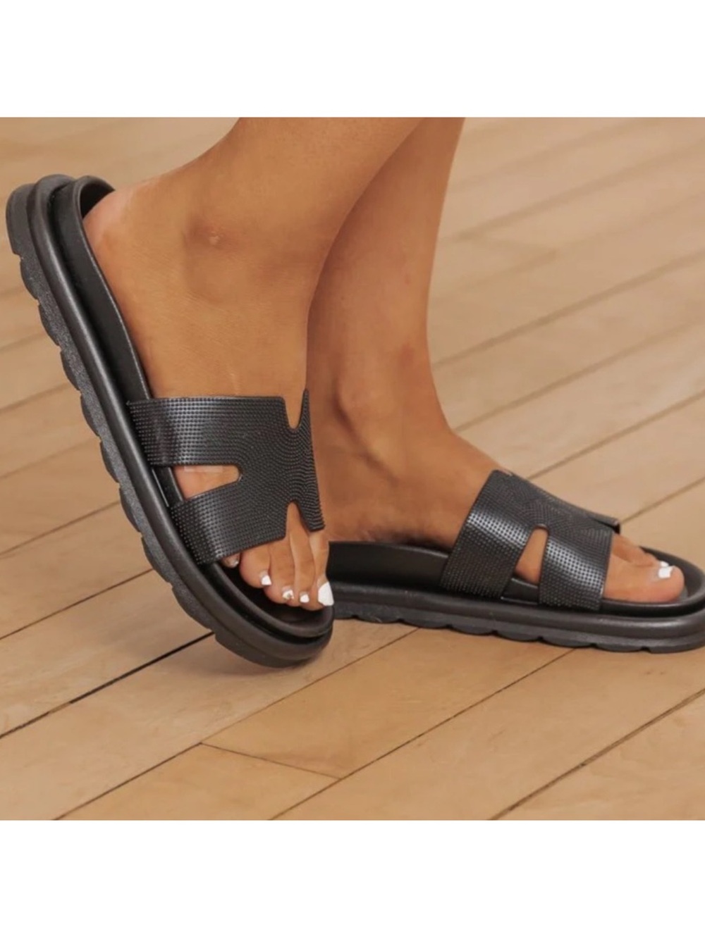 MIA Bertini Slide Sandals Womens Size 6 In Black NWT